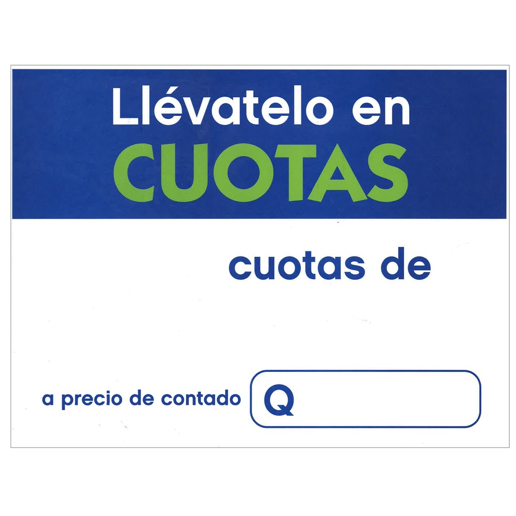 HABLADOR LLEVATELO EN CUOTAS CARTA P/100 