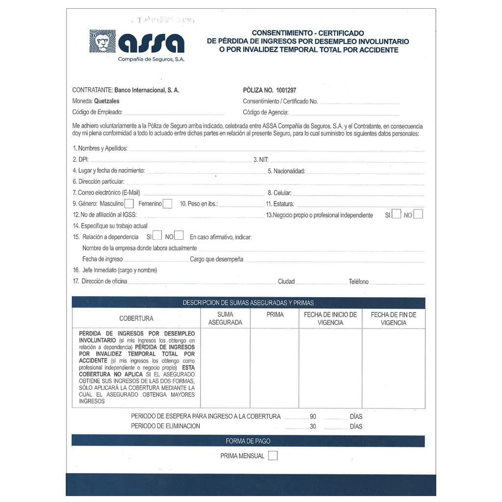 FORMULARIO VIDA COLECTIVA Y DESEMBOLSO 
