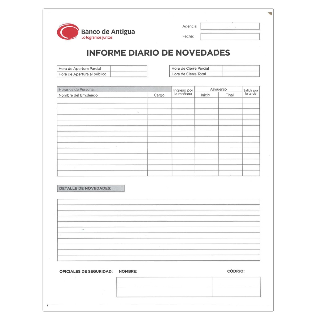 INFORME DE NOVEDADES BDA B/50