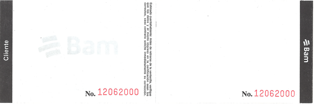 BOLETA UNICA BAM P/100 F-933
