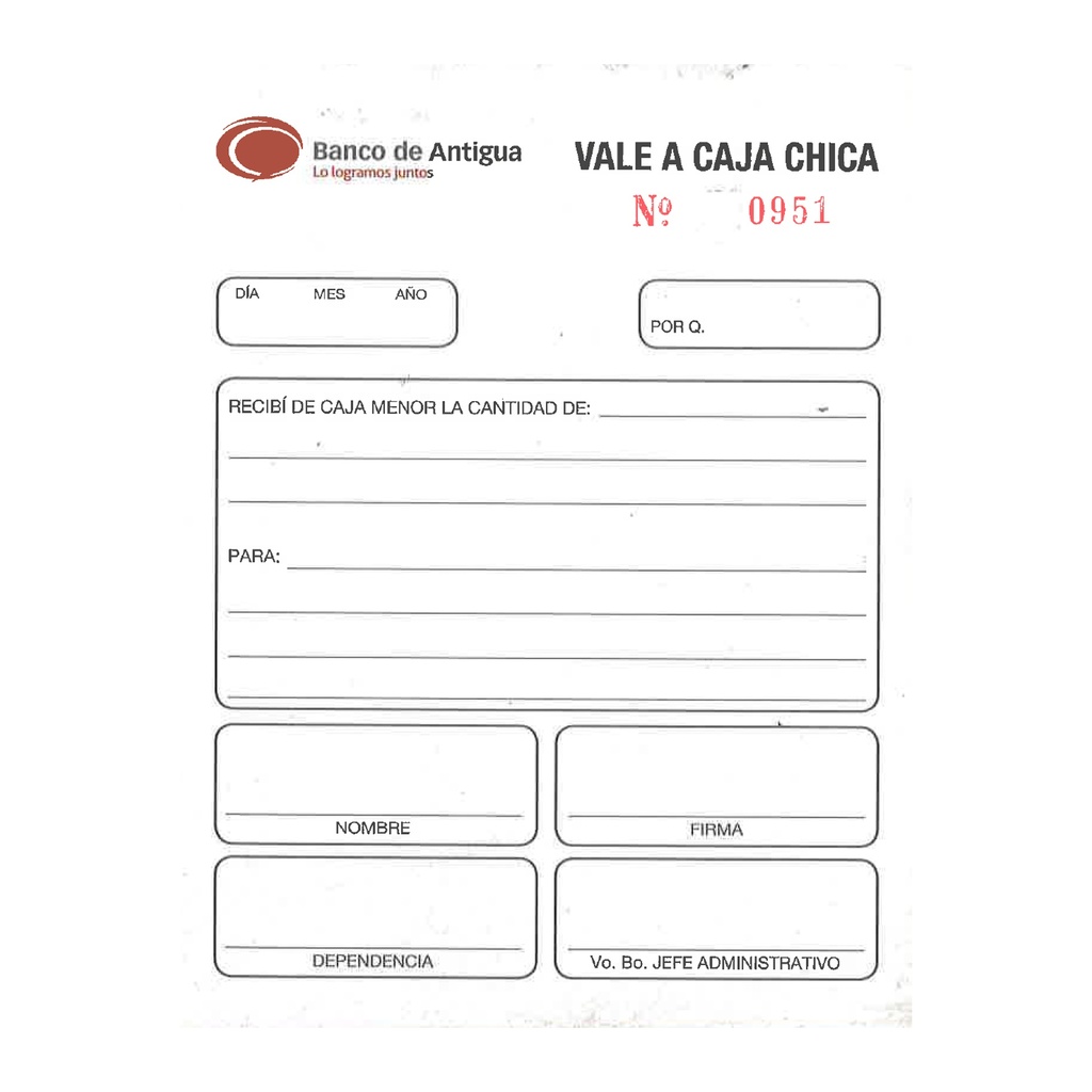 VALES DE CAJA CHICA BDA B/50