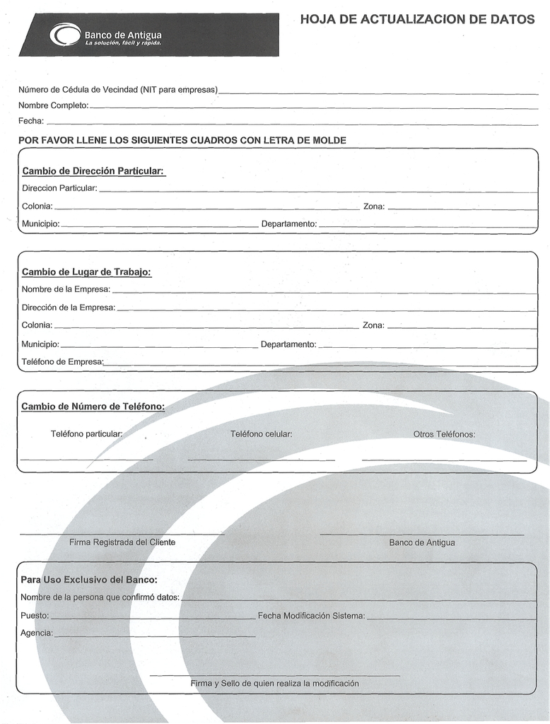 HOJA DE ACTUALIZACION DE DATOS