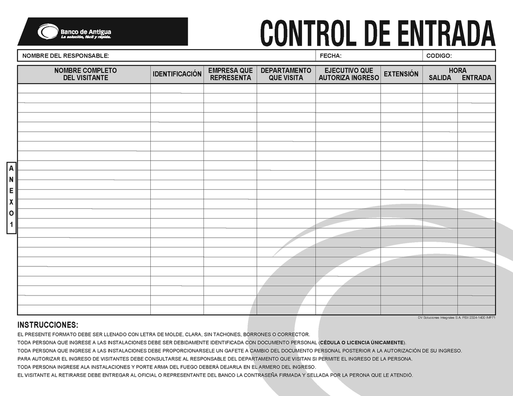 CONTROL DE VISITANTES BDA