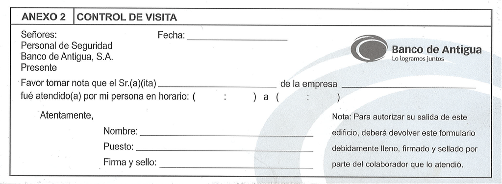 CONTROL DE VISITAS BDA B/50