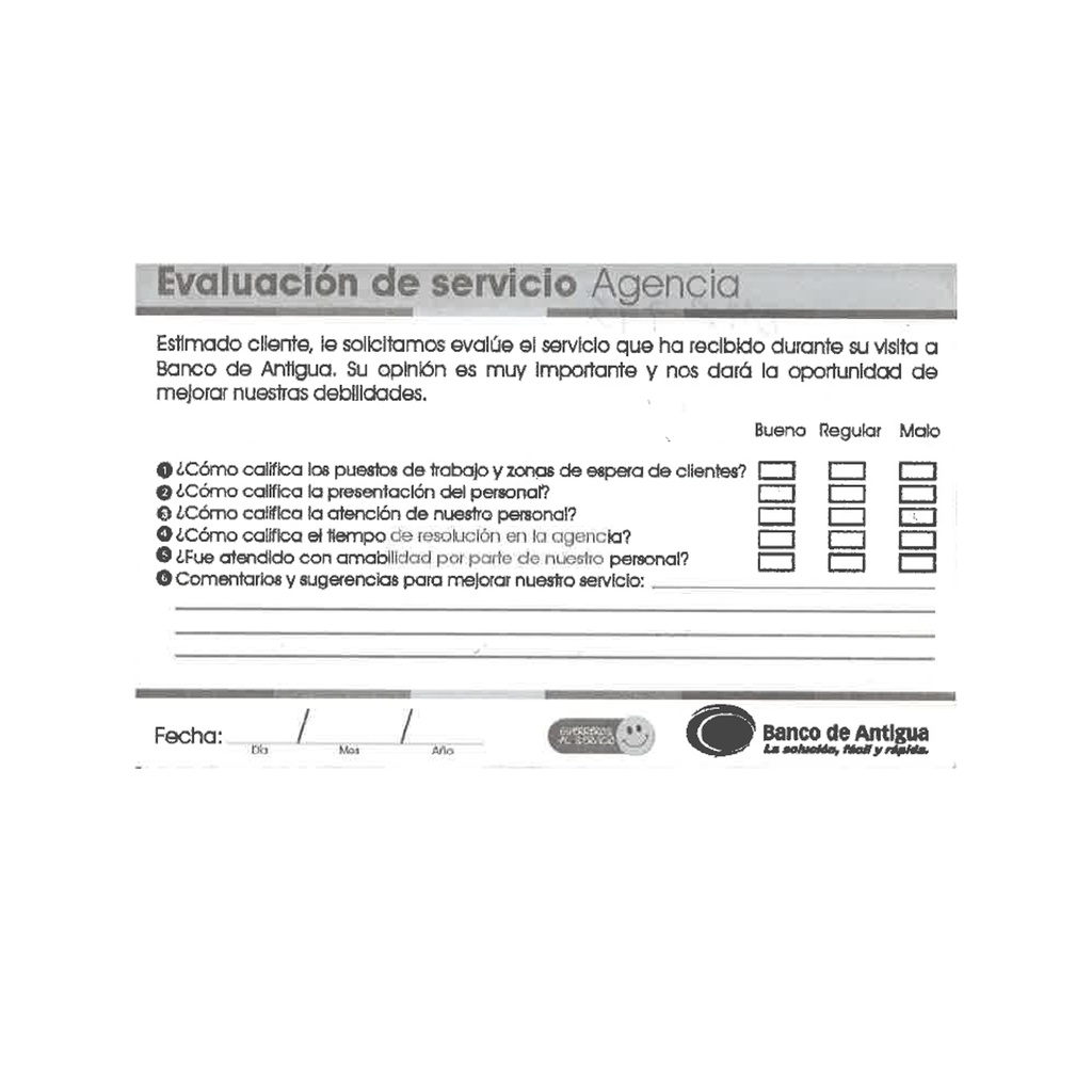 BOLETA DE EVALUACION DE SERVICIO BDA