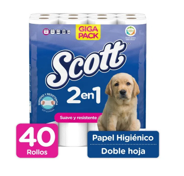 PAPEL HIGIENICO SCOTT RINDEMAX DOBLE HOJA PAQ/40
