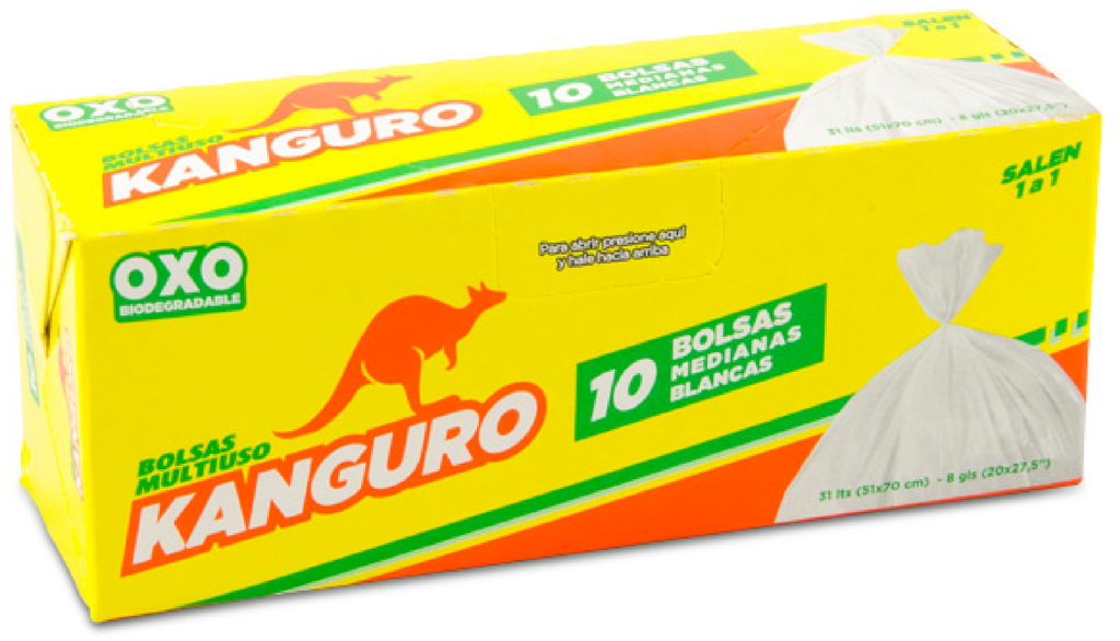 BOLSA MEDIANA KANGURO BLANCA , 8 GAL. (CAJA/10)