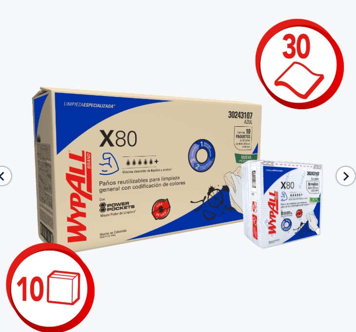 WYPALL X-80 INFOLD AZUL 30243107 CAJA/10
