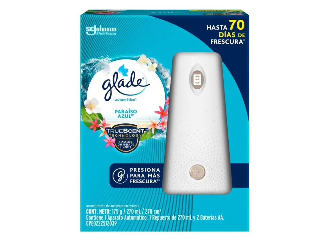 AROMATIZANTE GLADE AUTOMATICO EN AEROSOL PARAISO AZUL (APARATO)