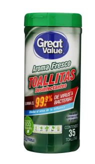 TOALLA DESINFECTANTE AROMA FRESCO GREAT VALUE (35U)