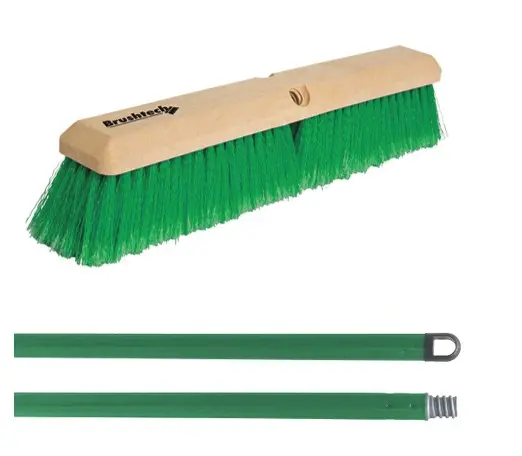 CEPILLO FIBRA PVC 35CMS CON MANGO DE ACERO 1.37 M VERDE BRUSHTECH