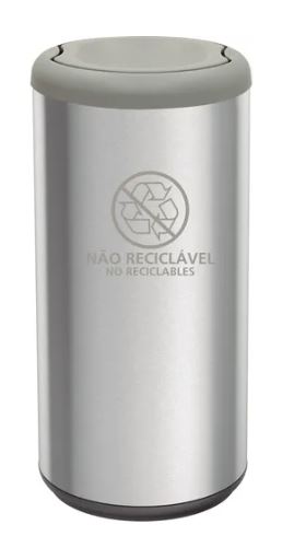 BASURERO ACERO INOXIDABLE TRAMONTINA 40LTS, T/VAIVEN (GRIS)