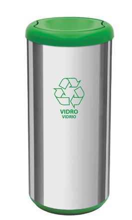 BASURERO ACERO INOXIDABLE TRAMONTINA 40LTS, T/VAIVEN (VERDE)