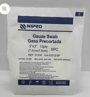 GASA ESTERIL PRECORTADA DE 7.5 * 7.5