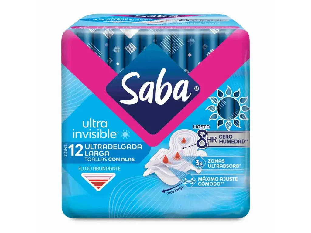 TOALLA FEMENINA SABA ULTRA INVISIBLE-ULTRADELGADA C/ALAS (UNIDAD)