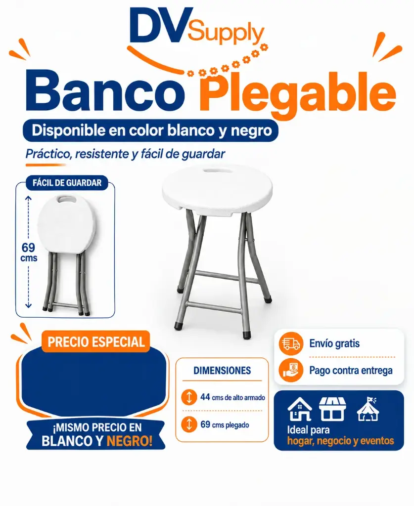 BANCO PLEGABLE BLANCO EM-FS01