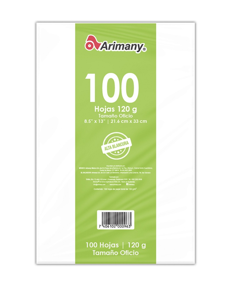 HOJAS BOND 120 GRAMOS TAMAÑO OFICIO 