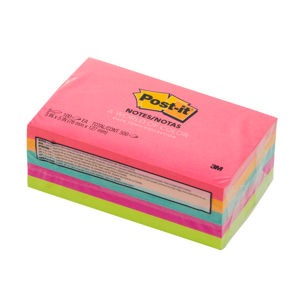 BLOCK POST IT 655-5PK 3"X5" PX5 NEON