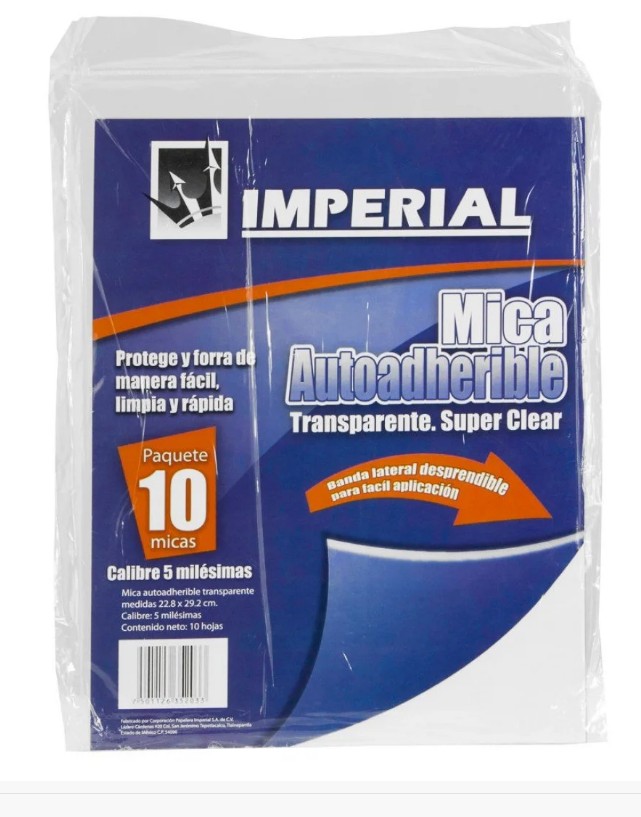 LAMINA PARA EMPLASTICAR EN FRIO IMPERIAL T/CARTA PAQ/10 (11915)