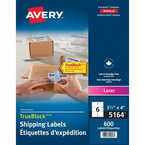 ETIQUETA AVERY 5164 3 1/3X 4" 600 ETIQUETAS 