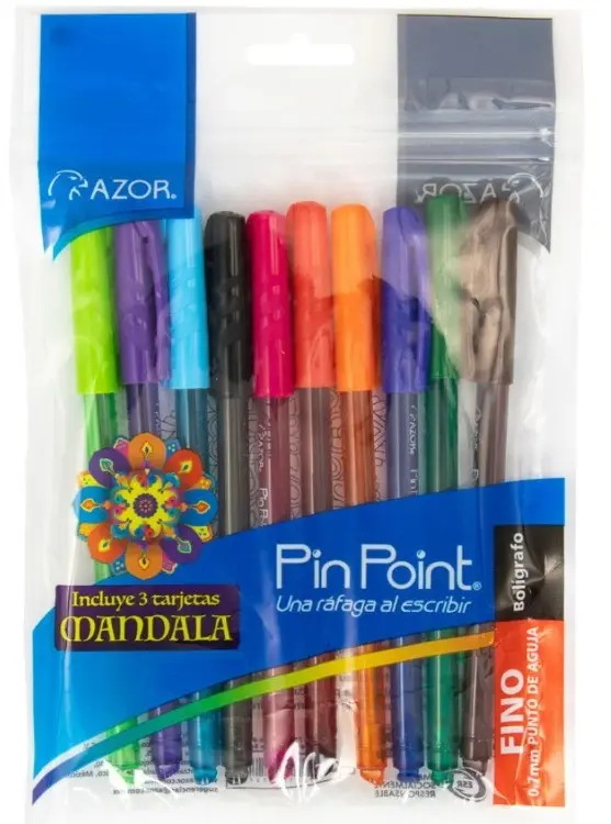 BOLIGRAFO AZOR 6810 PUNTO FINO 0.7MM B/10 CON MANDALAS (16480)