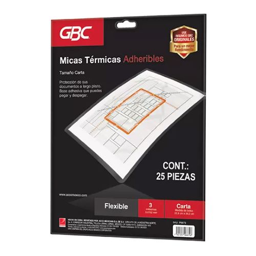 LAMINA TERMICA GBC SEMIRIGIDA T/CARTA 25 