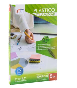 PLASTICO PARA LAMINAR FAST OFICIO 9"*14.5"*5 MILESIMAS CAJA
