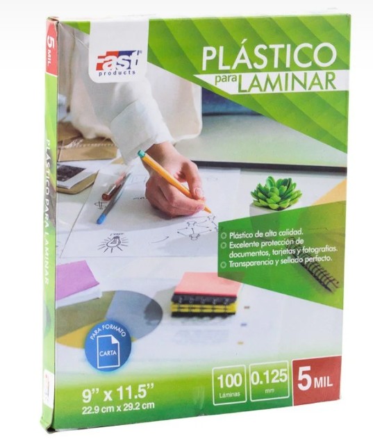 PLASTICO PARA LAMINAR FAST CARTA 9"*11.5"*5 MIL CAJA