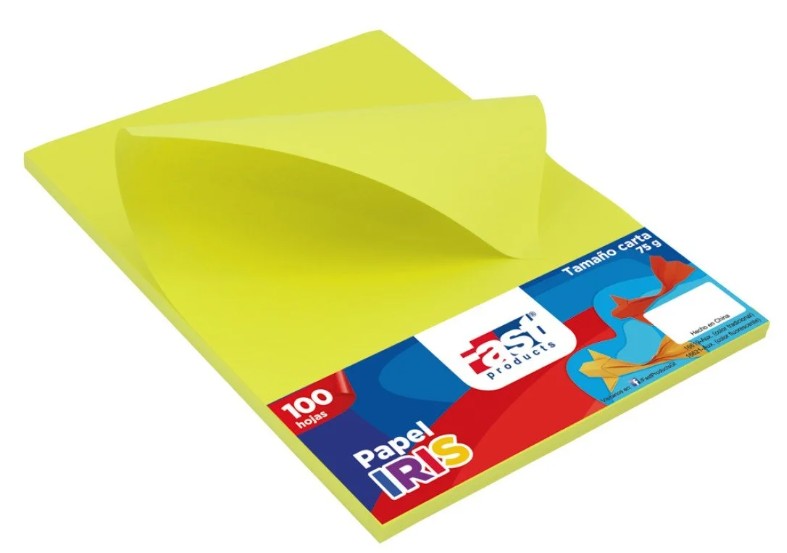 PAPEL BOND CARTA AMARILLO FLUORESCENTE 75 GMS P/100 (16621-A)