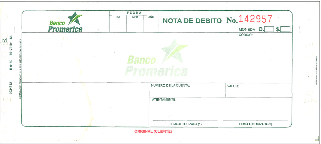 NOTA DE DEBITO PROMERICA