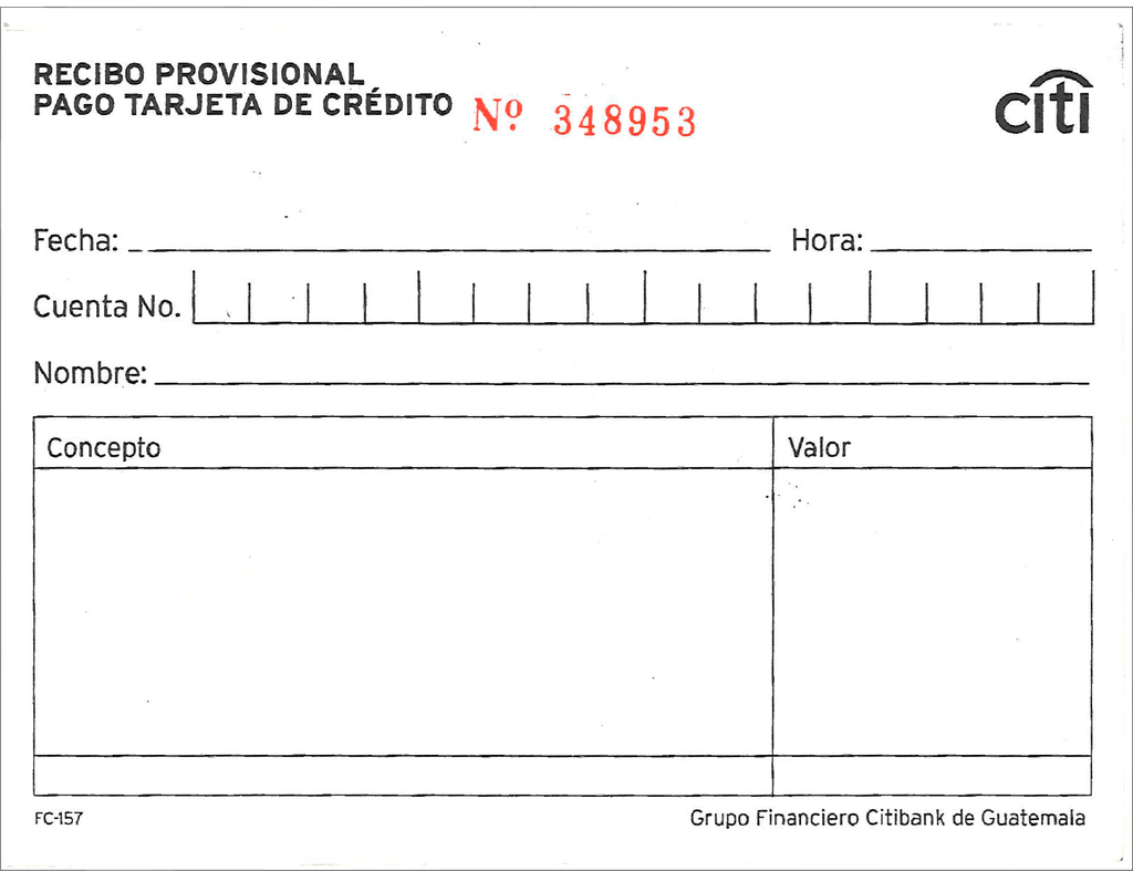 RECIBO PROVISIONAL  PAGO TARJETA CREDITO 