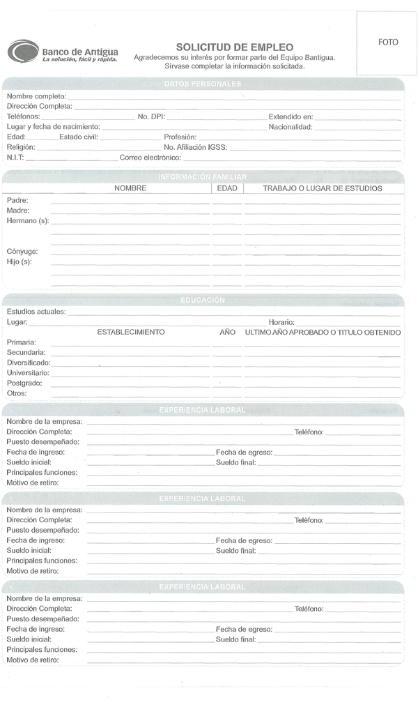 SOLICITUD DE EMPLEO BDA