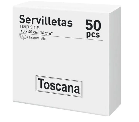 SERVILLETAS BLANCAS DE 3 PLIEGUES, 50 UNIDADES