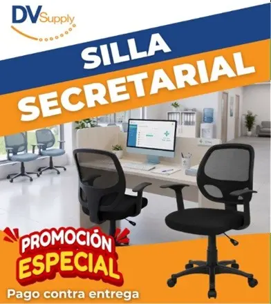 SILLA SECRETARIAL CON BRAZOS NEGRA