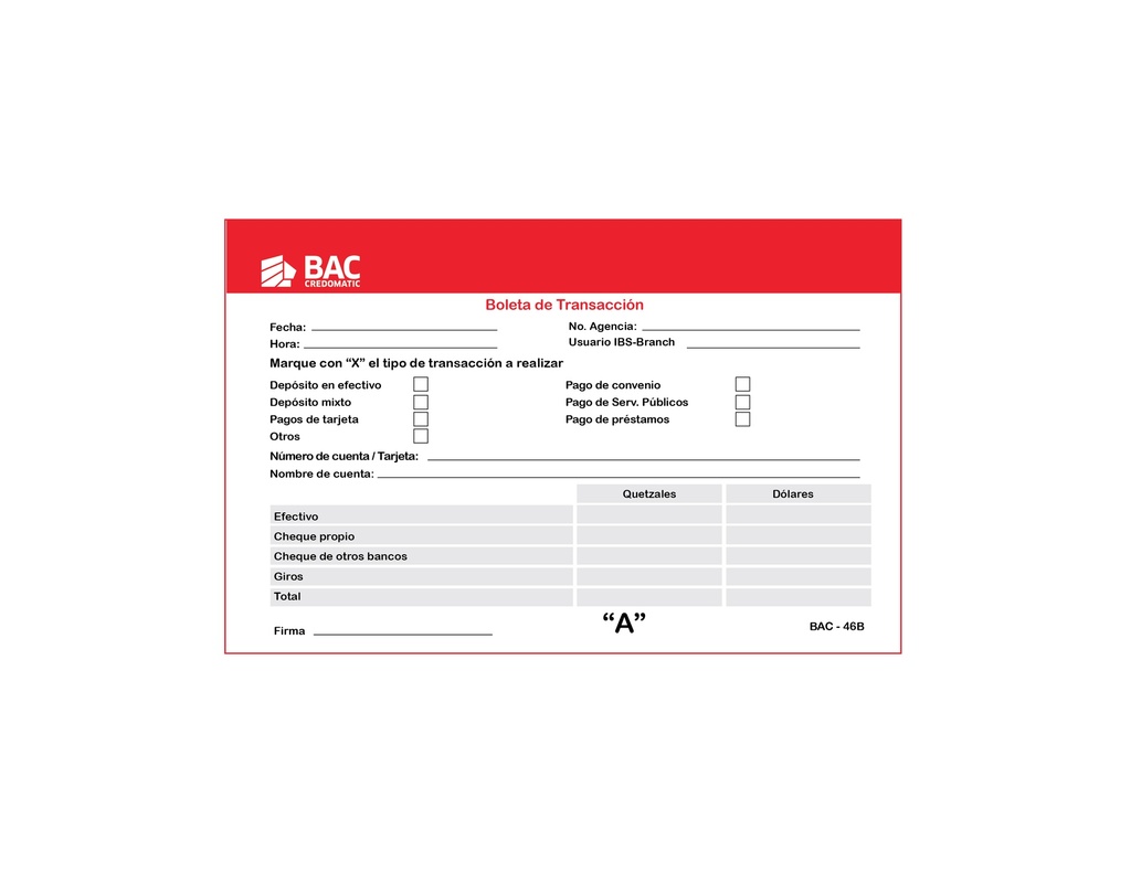 BAC-46B BOLETA DE TRANSACCION-PAP11-01382 B/50