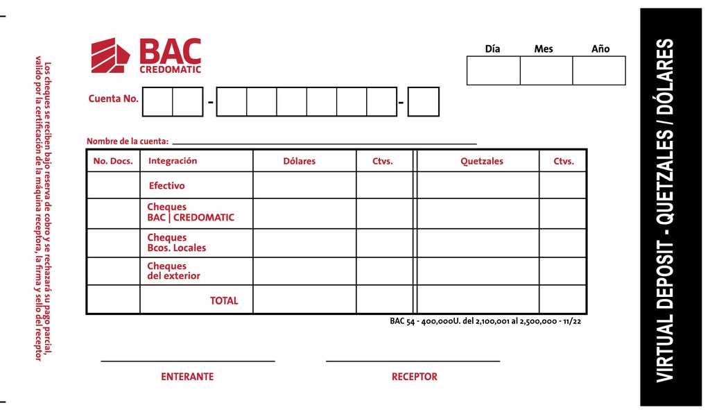 VIRTUAL DEPOSIT Q/$ BAC P/500
