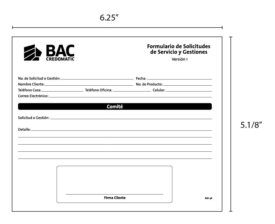BAC-46, GESTION DE CREDITOS Y SERVICIOS P/100
