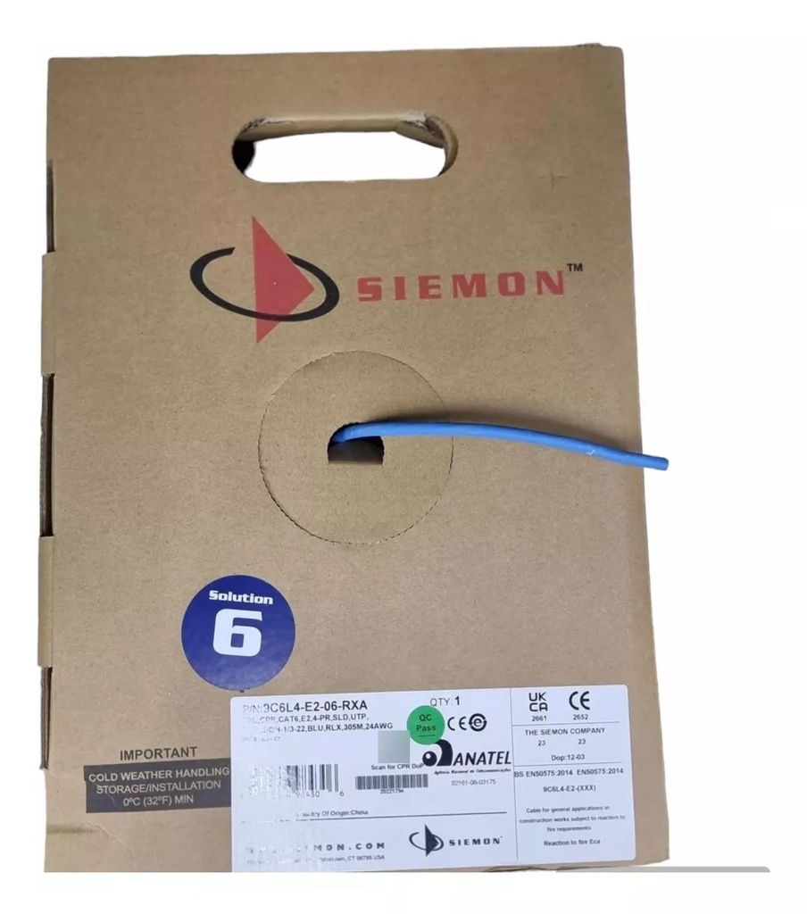 CAJA DE CABLE UTP CAT 6E SIEMON