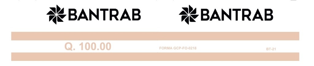 PRECINTOS PARA BILLETES Q 100.00 (RESMA DE 500 UNID) BT