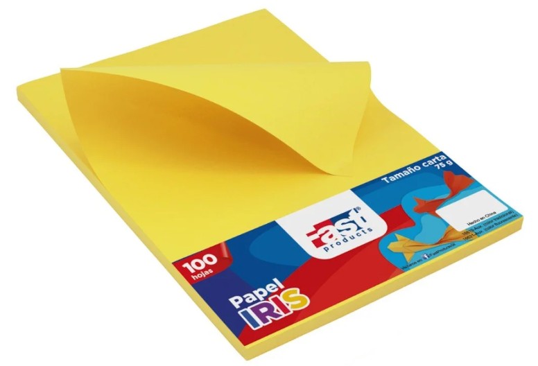 PAPEL BOND CARTA AMARILLO FUERTE 75GMS P/100 (16619-AL)