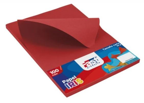 PAPEL BOND CARTA ROJO 75 GMS P/100 (16619-R)