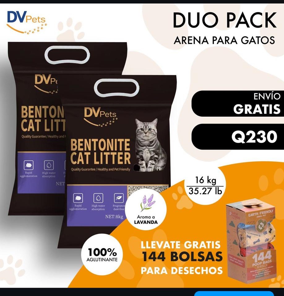 DUO PACK ARENA PARA GATO + 144 BOLSAS