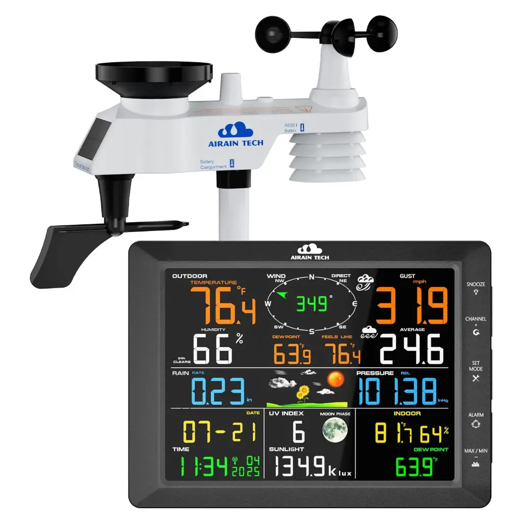 ESTACION METEOROLOGICA SOLAR INALAMBRICA WIFI PARA INTERIOR Y EXTERIOR 7 EN 1