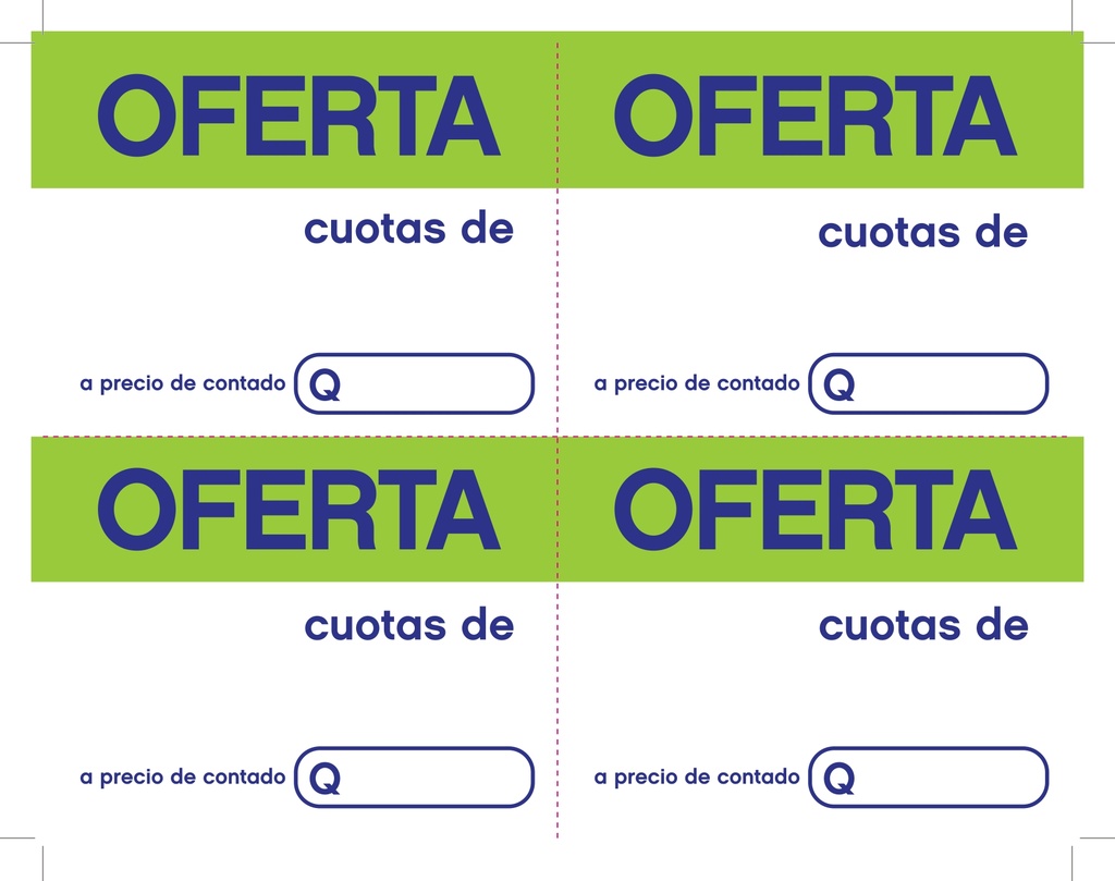 HABLADOR VERDE LLEVATELO EN CUOTAS 1/4 DE CARTA HORIZONTAL P/100