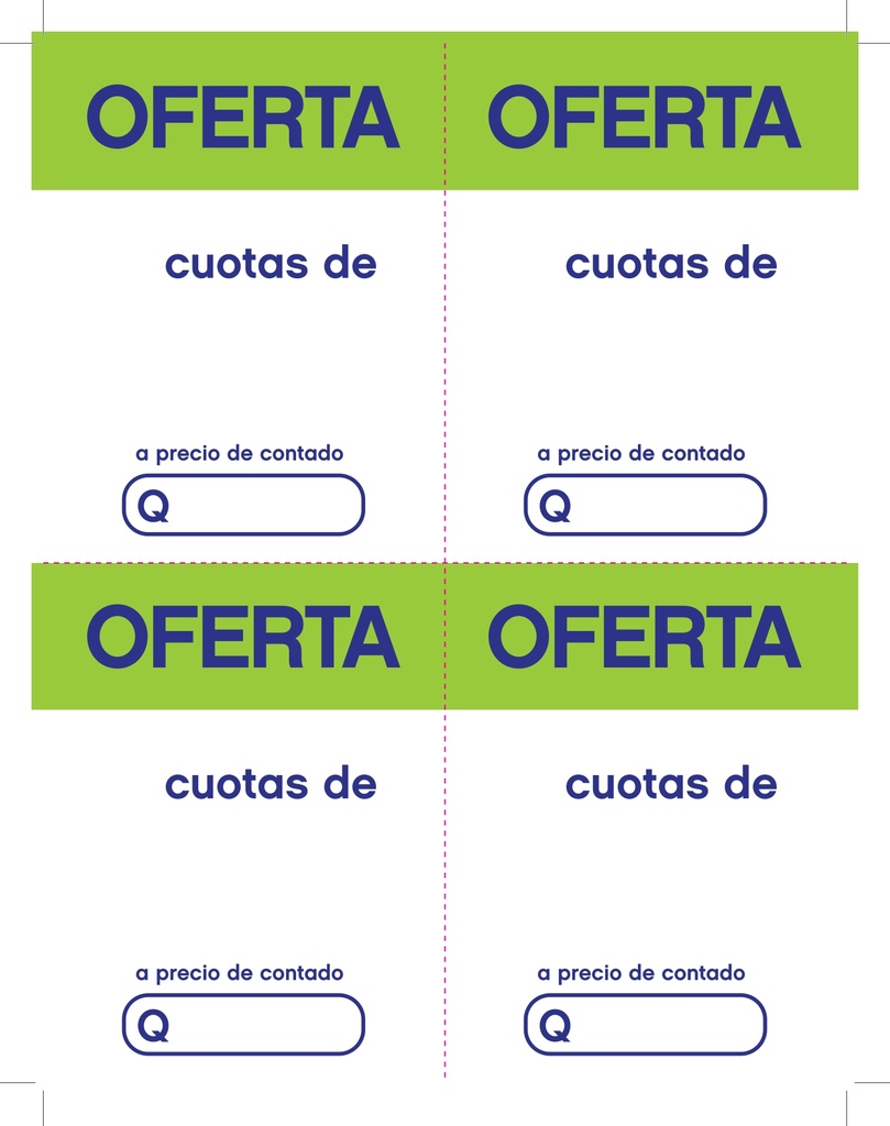 HABLADOR VERDE LLEVATELO EN CUOTAS 1/4 DE CARTA VERTICAL P/100