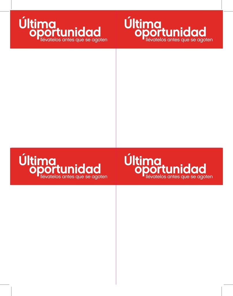 HABLADOR ROJO ULTIMA OPORTUNIDAD 861073 1/4 DE CARTA P/100