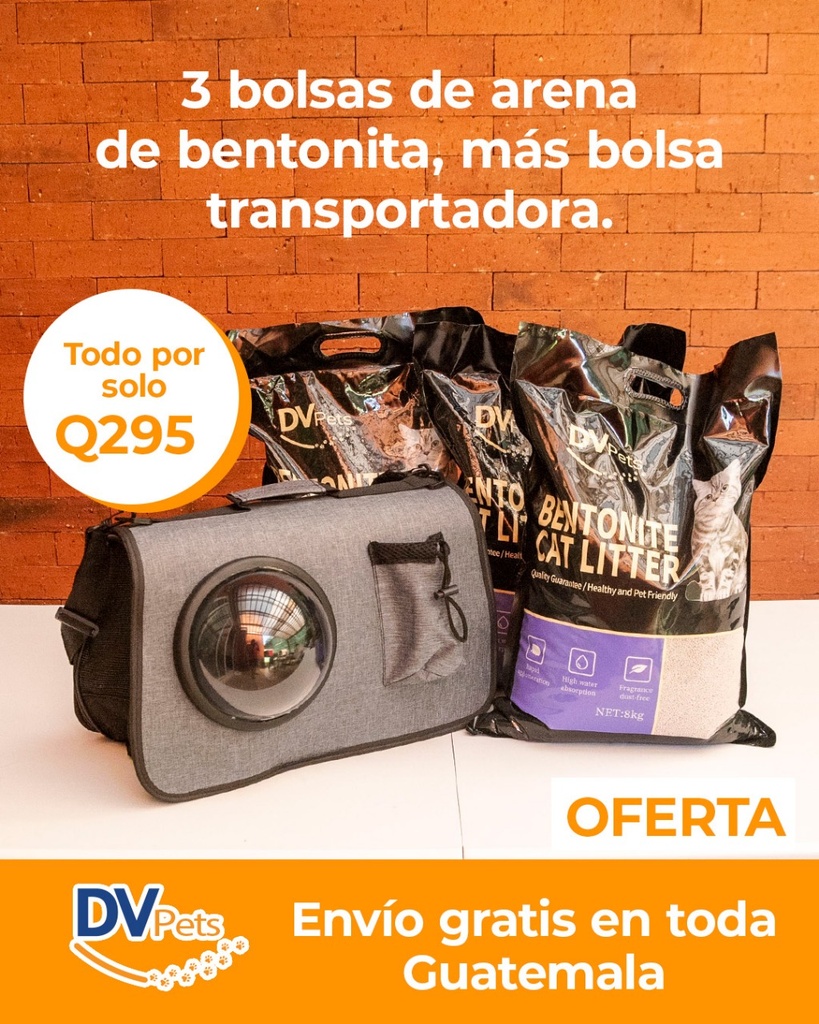 MALETA PEQUEÑA CON DOMO + TRIPACK ARENA PARA GATO GRATIS