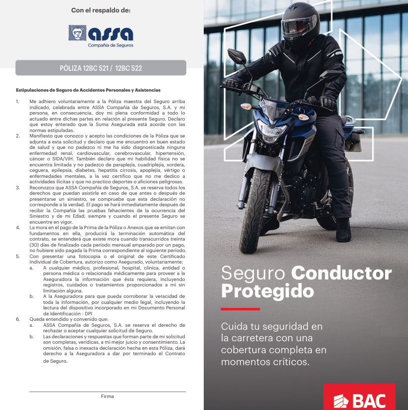 CONDUCTOR PROTEGIDO BAC P/100