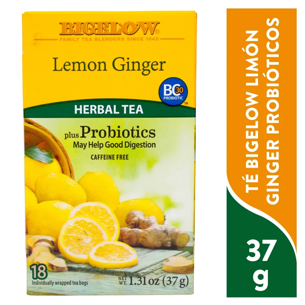 TE BIGELOW LEMON GINGER CON PROBIOTICOS 