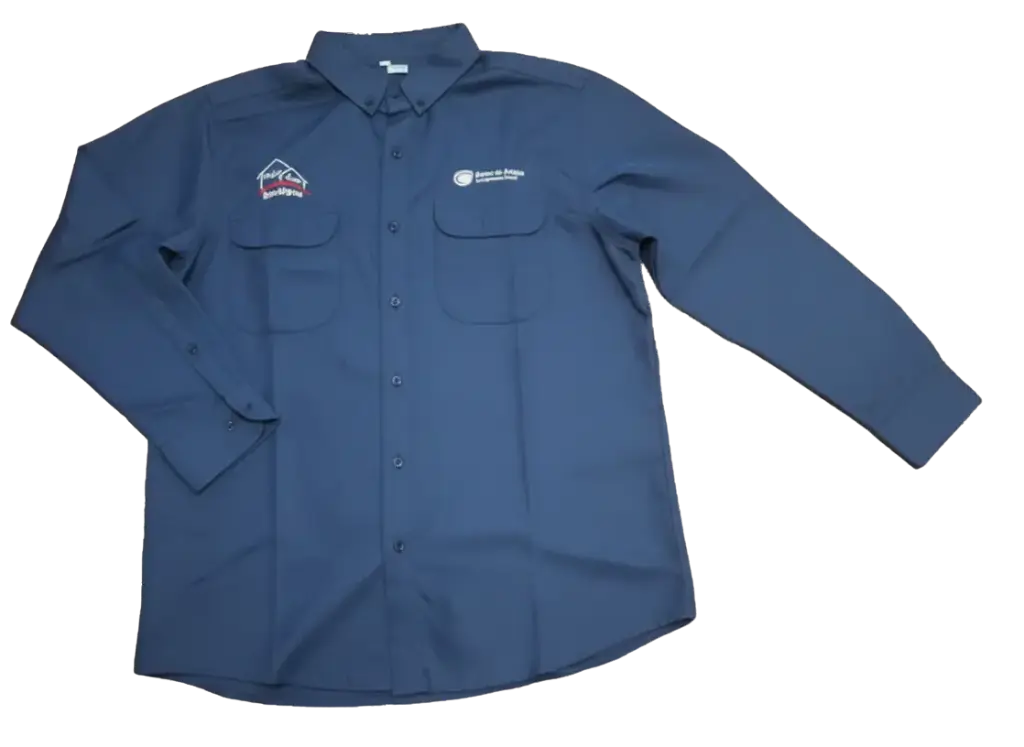CAMISA AZUL MEJOR CASA BCO DE ANTIGUA MANGA LARGA  TALLA SMALL 